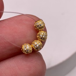 Бусина, со стразами, модель SS 925 , с позолотой, шарик 3 мм