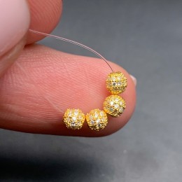 Бусина, со стразами, модель SS 925 , с позолотой, шарик 3 мм