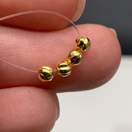 Бусина, с узором, разделитель, модель SS 925, с позолотой, шарик 3 мм, цена за 1 шт.