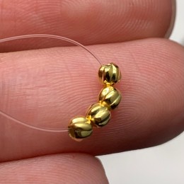 Бусина, с узором, разделитель, модель SS 925, с позолотой, шарик 3 мм, цена за 1 шт.