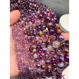 Каменные бусины, Какоксенит, шарик гладкий 10 мм, длина нити 19 см