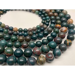 Каменные бусины, Гелиотроп, (кровавая Яшма), шарик гладкий, 10 мм, длина нити 38 см