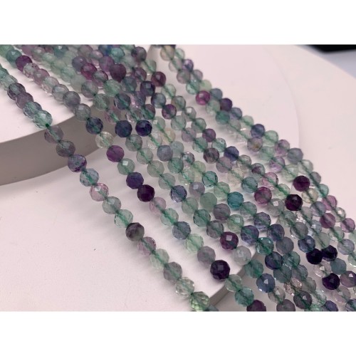 Каменные бусины, Флюорит, шарик огранка, 4 мм, длина нити 38 см