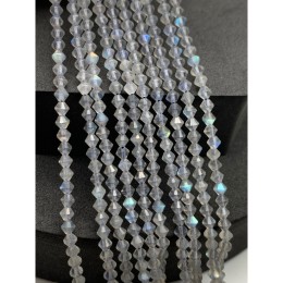 Каменные бусины, Лабрадор, биконус, размер 3,8-4,4 мм, длина нити 38 см