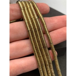 Каменные бусины, Гематит синтетический, золото, шайба, размер 4х1 мм, нить 38 см