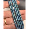 Каменные бусины, Вулканическая лава, цвет голубо-зеленый, трубочки (столбики), размер 13х4 мм, длина нити 38 см