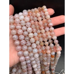 Каменные бусины, Агат Ботсвана розовый, персиковый, люкс, шарик гладкий, размер 10 мм, нить 19 см