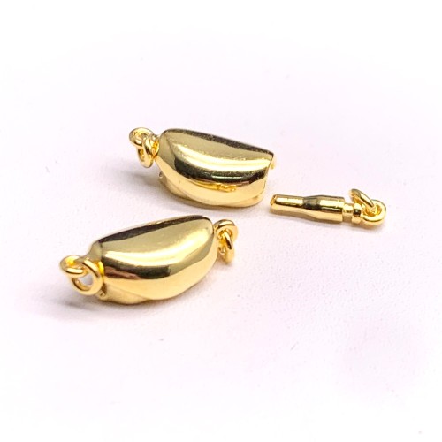 Замок с зажимом, родированное серебро 925 пробы, с позолотой, размер 11х5 мм, цена за 1 шт