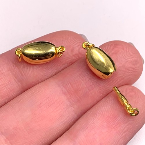 Замок с зажимом, родированное серебро 925 пробы, с позолотой, размер 11х5 мм, цена за 1 шт