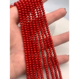Каменные бусины, Коралл, красный, тонированный, бублик, 4,7х3 мм, длина нити 38 см