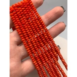 Каменные бусины, Коралл, оранжевый, тонированный, диск, 5х3 мм, длина нити 38 см