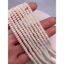 Каменные бусины, Коралл, белый, тонированный, диск, 5х3 мм, длина нити 38 см