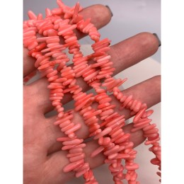 Каменные бусины, Коралл, розовый, тонированный, Фриформы, Палочки, 12х2 мм, длина нити 38 см