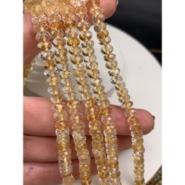 Каменные бусины, Цитрин, люкс, светлый , огранка, рондель, 7x4 мм, длина нити 38 см