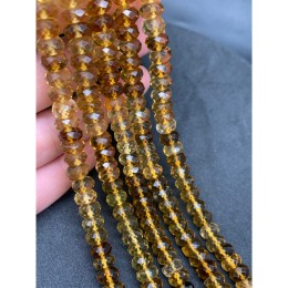 Каменные бусины, Цитрин, люкс, коньячный, огранка, рондель, 8х5 мм, длина нити 38 см