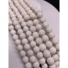 Каменные бусины, вулканическая лава, люкс, пористая, белая, тонированная, шарик гладкий, 8 мм, длина нити 38 см