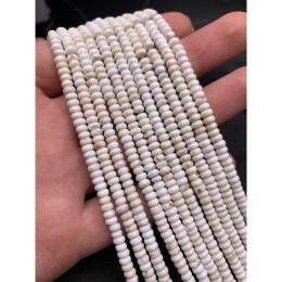 Каменные бусины, Магнезит, бублик, размер 4х2 мм, длина нити 38 см