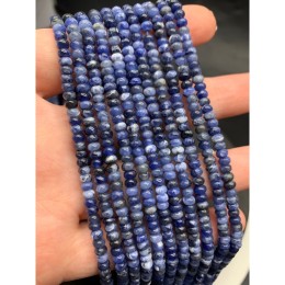 Каменные бусины, Содалит, бублик, размер 4х2 мм, длина нити 38 см
