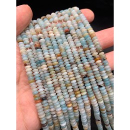 Каменные бусины, Амазонит, бублик, размер 4х2 мм, длина нити 38 см
