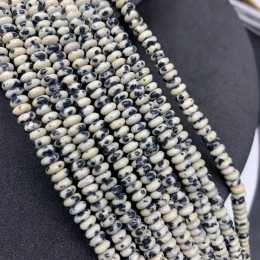 Каменные бусины, Далматиновая яшма, бублик, размер 4х2 мм, длина нити 38 см