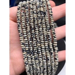 Каменные бусины, Далматиновая яшма, бублик, размер 4х2 мм, длина нити 38 см