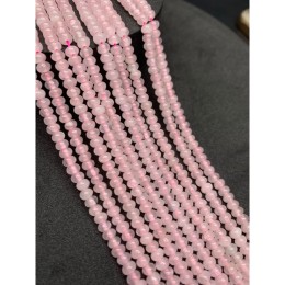 Каменные бусины, Розовый кварц, бублик, размер 4х2 мм, длина нити 38 см