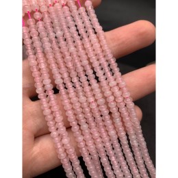 Каменные бусины, Розовый кварц, бублик, размер 4х2 мм, длина нити 38 см