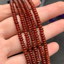 Каменные бусины, Сердолик, бублик, размер 4х2 мм, длина нити 38 см