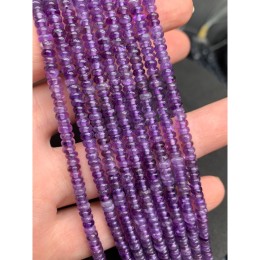 Каменные бусины, Аметист, бублик, размер 4х2 мм, длина нити 38 см
