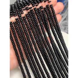 Каменные бусины, Агат черный, бублик, размер 4х2 мм, длина нити 38 см