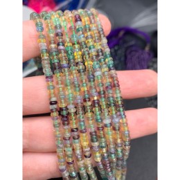 Каменные бусины, Флюорит, бублик, размер 4х2 мм, длина нити 38 см