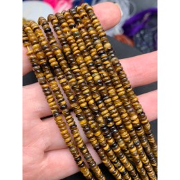 Каменные бусины, Тигровый глаз, бублик, размер 4х2 мм, длина нити 38 см