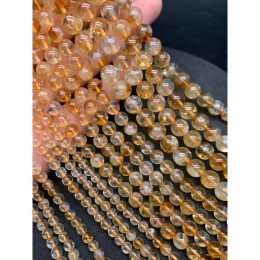 Каменные бусины, Цитрин, шарик гладкий, 4-4,5 мм, длина нити 38 см