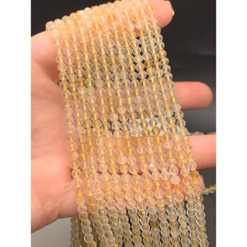 Каменные бусины, Цитрин, шарик, огранка, 4 мм, длина нити 38 см