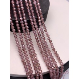 Каменные бусины, Цирконий кубический, (т.н. Циркон), люкс, серо-розовый кристалл, шарик огранка, 4 мм, длина нити 38 см