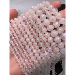 Каменные бусины, Лунный камень, адуляр, 3А, шарик гладкий, 9,5-10 мм, длина нити 38 см