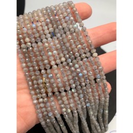 Каменные бусины, Лабрадор, шарик, огранка, 4 мм, длина нити 38 см