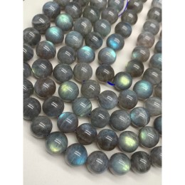 Каменные бусины, Лабрадор, 3А, шарик гладкий, 14 мм, длина нити 19 см