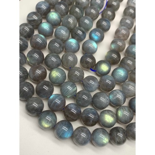 Каменные бусины, Лабрадор, 3А, шарик гладкий, 14 мм, длина нити 38 см