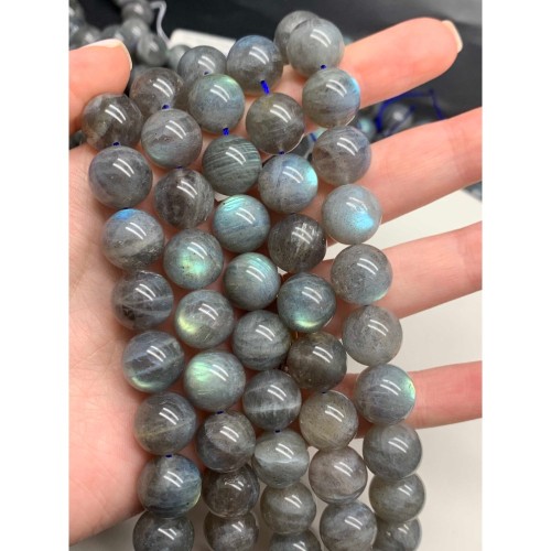 Каменные бусины, Лабрадор, 3А, шарик гладкий, 14 мм, длина нити 38 см