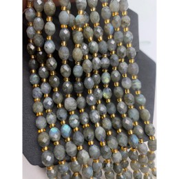 Каменные бусины, Лабрадор, овал, огранка, 6х8 мм, длина нити 38 см