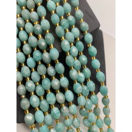 Каменные бусины, Амазонит, овал, огранка, 6х8 мм, длина нити 38 см