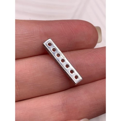 Разделитель, с фианитами, родированное серебро 925 пробы, на многорядное украшение, размер 22x4 мм