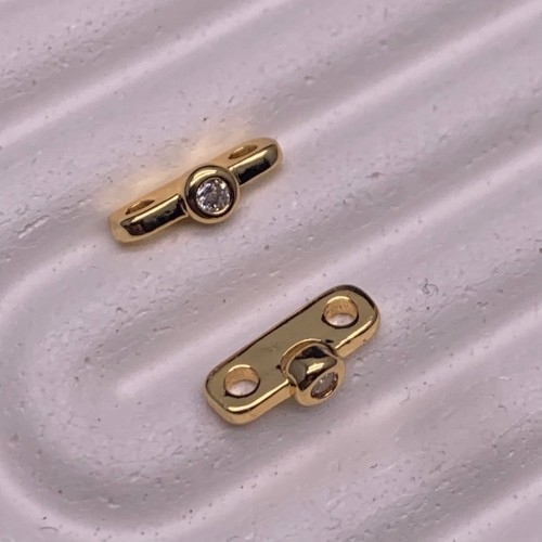 Коннектор, разделитель, на два ряда, вставка фианит, латунь, цвет золото, размер 10х4 мм, цена за 1 шт.