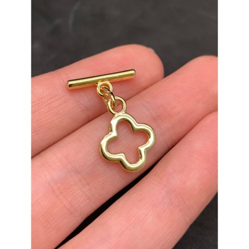 Замочек, тогл, Клевер, латунь, цвет золото, палочка 17 мм, клевер 14 мм