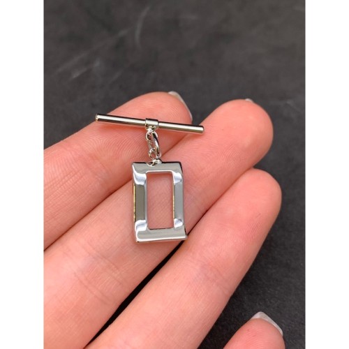 Замочек, тогл, латунь, цвет серебро/родий, 11х17, палочка 24 мм