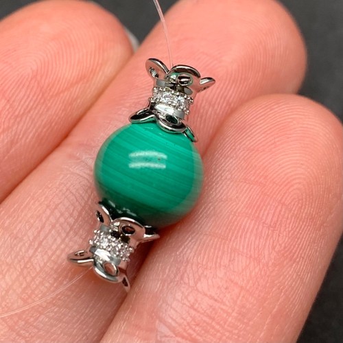 Разделитель, "Шапочка", латунь, цвет серебро/родий, размер 6х6 мм