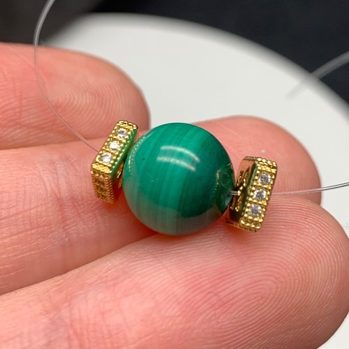 Разделитель с фианитами, квадрат, латунь, цвет золото, размер 6х2 мм