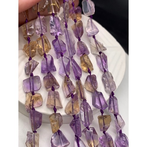 Каменные бусины, Аметрин (аметист+цитрин), фриформы, 15х11 мм, длина нити 38 см