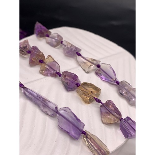 Каменные бусины, Аметрин (аметист+цитрин), фриформы, 15х11 мм, длина нити 38 см